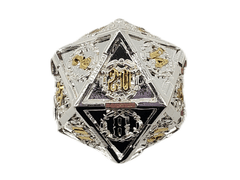 Old School: 22mm D20 Metal Die: Knights of the Round Table - Silver w/ Gold MTL7120